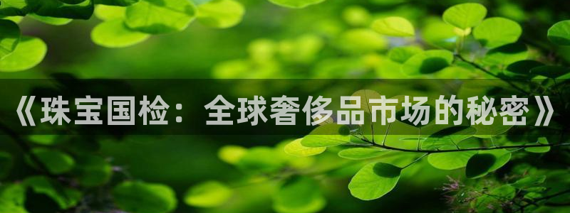 开丰娱乐官网招聘：《珠宝国检：全球奢侈品市场的秘密》